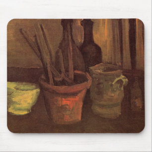 Stilleven Schilderkwasten in Pot door Vincent van  Muismat