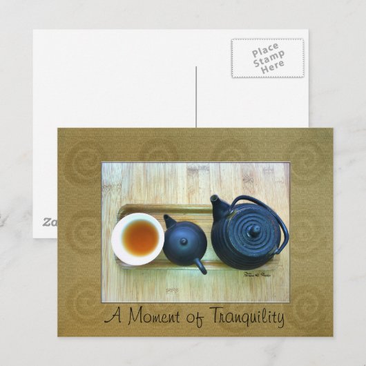 Stilleven Thee Setting Foto met Aangepaste Tekst Briefkaart (Voorkant / Achterkant)