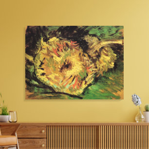 Stilleven Twee Gesneden Zonnebloemen door Vincent Canvas Afdruk