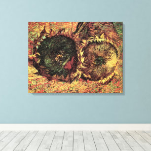 Stilleven Twee Gesneden Zonnebloemen door Vincent Canvas Afdruk