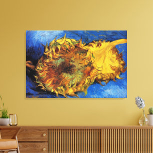 Stilleven Twee Gesneden Zonnebloemen door Vincent Canvas Afdruk