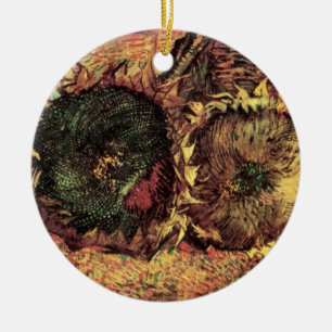 Stilleven Twee Gesneden Zonnebloemen door Vincent  Keramisch Ornament