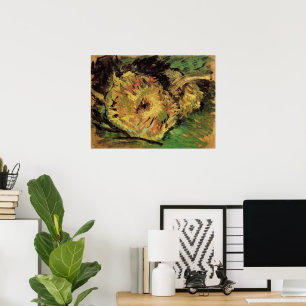 Stilleven Twee Gesneden Zonnebloemen door Vincent  Poster
