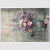 Stilleven, vaas & levendige rustieke Paarse bloeme Tissuepapier (Voorkant)