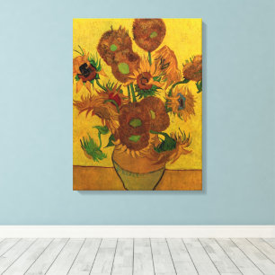 Stilleven vaas met 15 zonnebloemen Vincent van Gog Canvas Afdruk