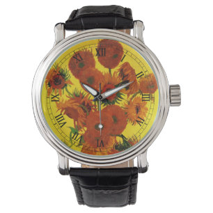 Stilleven vaas met 15 zonnebloemen Vincent van Gog Horloge