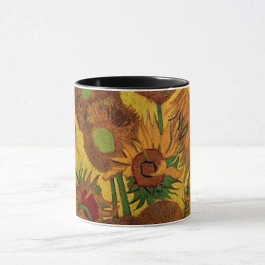 Stilleven vaas met 15 zonnebloemen Vincent van Gog Mok (Midden)