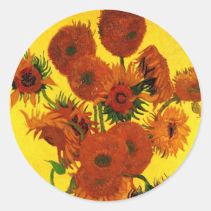 Stilleven Vaas met 15 zonnebloemen Vincent van Gog Ronde Sticker