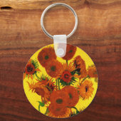 Stilleven vaas met 15 zonnebloemen Vincent van Gog Sleutelhanger (Achterkant)