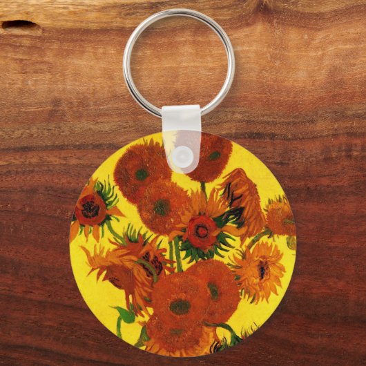 Stilleven vaas met 15 zonnebloemen Vincent van Gog Sleutelhanger (Voorkant)