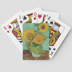 stilleven - vaas met drie zonnebloemen, van Gogh Pokerkaarten