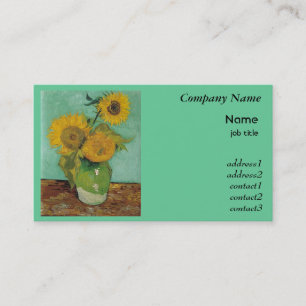 stilleven - vaas met drie zonnebloemen, Van Gogh Visitekaartje