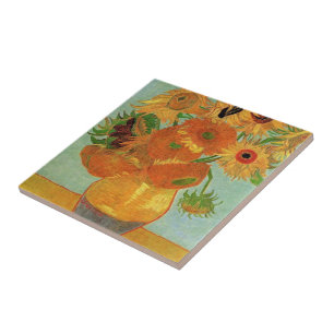 stilleven - vaas met twaalf zonnebloemen, Van Gogh Tegeltje