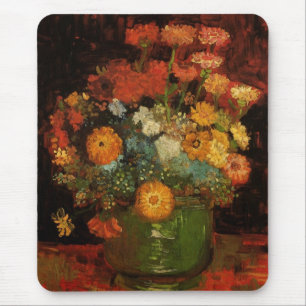 Stilleven vaas met zinnias van Vincent van Gogh Muismat