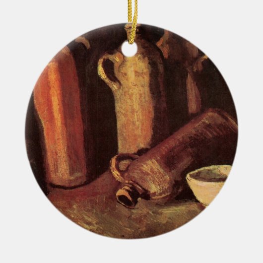 Stilleven van 4 stenen flessen door Vincent van Go Keramisch Ornament (Voorkant)