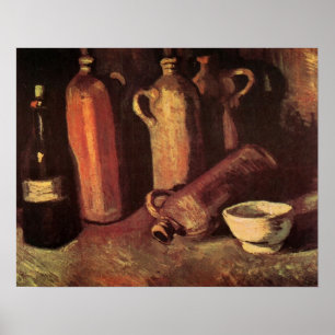 Stilleven van 4 stenen flessen door Vincent van Go Poster