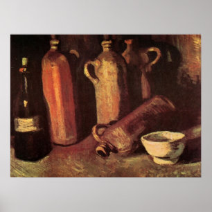 Stilleven van 4 stenen flessen door Vincent van Go Poster