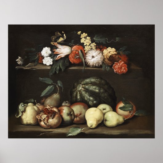 Stilleven van bloemen en vruchten poster (Voorkant)