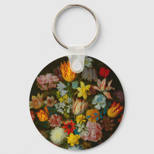 Stilleven van bloemen in een Wan-Li vaas Sleutelhanger