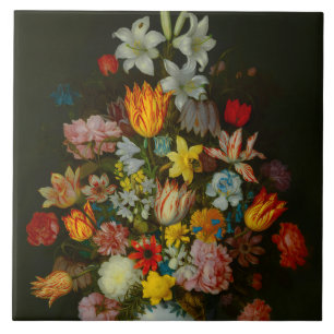Stilleven van bloemen in een Wan-Li vaas Tegeltje