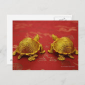 Stilleven van een paar gouden schildpad beeldjes briefkaart (Voorkant / Achterkant)