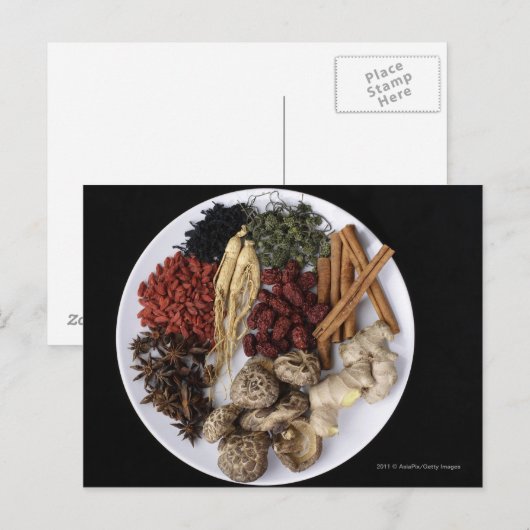 Stilleven van kaneelstokjes en gemberwortel briefkaart (Voorkant / Achterkant)