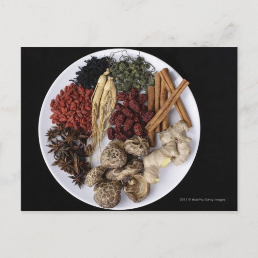 Stilleven van kaneelstokjes en gemberwortel briefkaart (Voorkant)