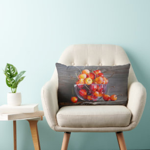 Stilleven van kersen in glazen canvasprint met spa kussen