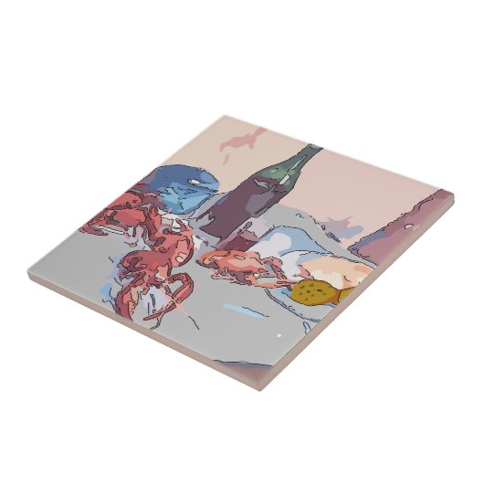 stilleven van langoesten tegeltje (Zijkant)