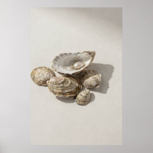 Stilleven van oesterschelp met parel poster