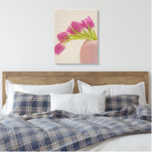 Stilleven van roze tulpen en kantdoek Print (Insitu (Slaapkamer))