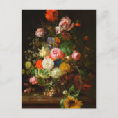 Stilleven van rozen, tulpen, een zonnebloem, 1710 briefkaart (Voorkant)