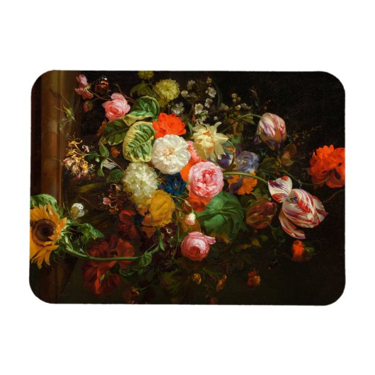 Stilleven van rozen, tulpen, een zonnebloem, 1710 magneet (Horizontaal)