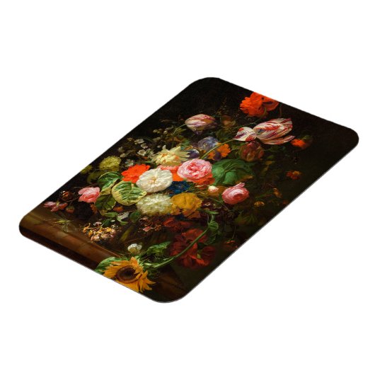 Stilleven van rozen, tulpen, een zonnebloem, 1710 magneet (Linkerzijde)