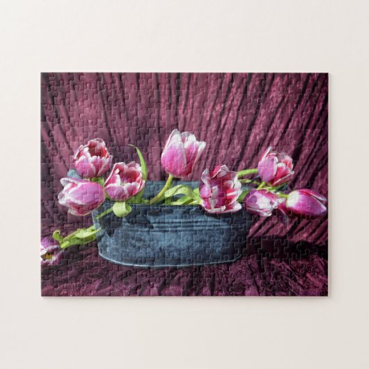 Stilleven van tulpen in roze legpuzzel (Horizontaal)