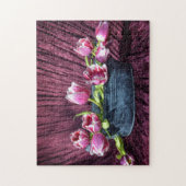 Stilleven van tulpen in roze legpuzzel (Verticaal)