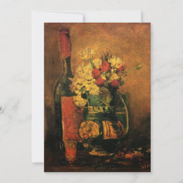 Stilleven van Van Gogh wijn en bloemen bruiloft Kaart