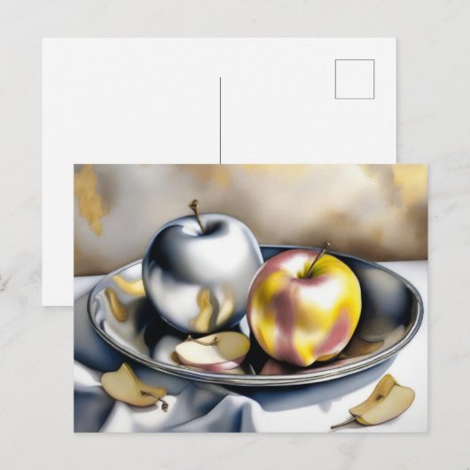 Stilleven van zilveren en gouden appels briefkaart (Voorkant / Achterkant)