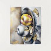 Stilleven van zilveren en gouden appels wandkleed (Voorkant)