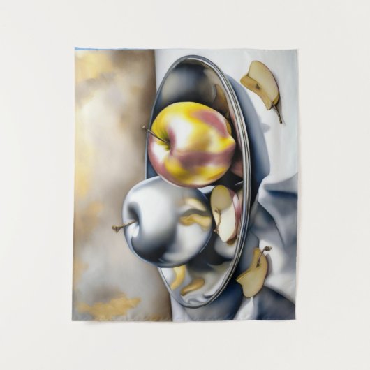 Stilleven van zilveren en gouden appels wandkleed (Voorkant)