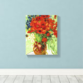 Stilleven, Vase met Daisies en Poppies (1890) Canvas Afdruk (Insitu (Houten vloer))