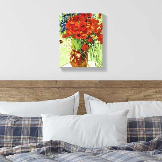 Stilleven, Vase met Daisies en Poppies (1890) Canvas Afdruk (Insitu (Slaapkamer))