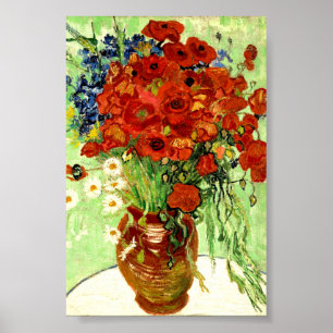 Stilleven, Vase met Daisies en Poppies (1890) Poster
