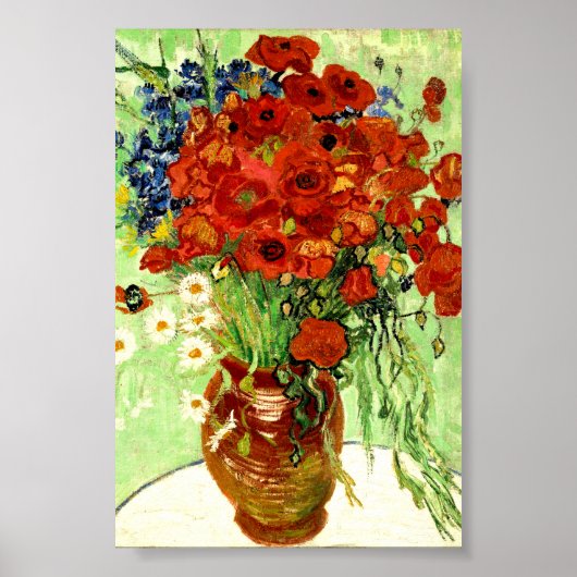 Stilleven, Vase met Daisies en Poppies (1890) Poster (Voorkant)