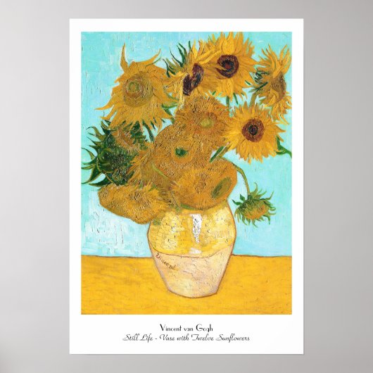 Stilleven - Vase met twaalf zonnebloemen van Gogh Poster (Voorkant)