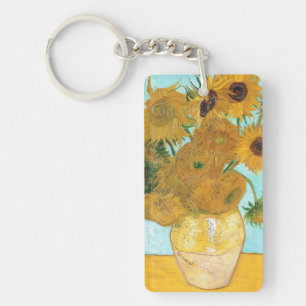 Stilleven - Vase met twaalf zonnebloemen van Gogh Sleutelhanger
