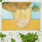 Stilleven - Vase met twaalf zonnebloemen van Gogh Theedoek (Gevouwen)