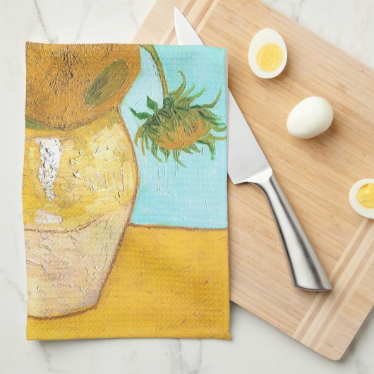 Stilleven - Vase met twaalf zonnebloemen van Gogh Theedoek (Quarter Fold)