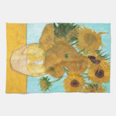 Stilleven - Vase met twaalf zonnebloemen van Gogh Theedoek (Horizontaal)