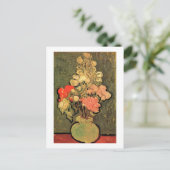 Stilleven Vase Roos-Mallows Van Gogh Fine Art Briefkaart (Staand voorkant)